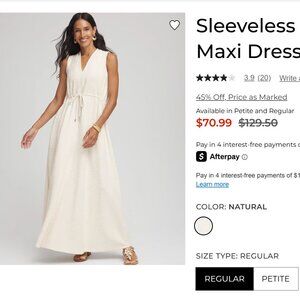 NWT Chico’s Ivory Tweed Sleeveless Maxi Dress – Size 3 (XL/16)